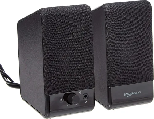 Vista 9 de Amazon Basics Altavoces para computadora de escritorio o portátil, alimentación de CA (versión de EE. UU.), color negro