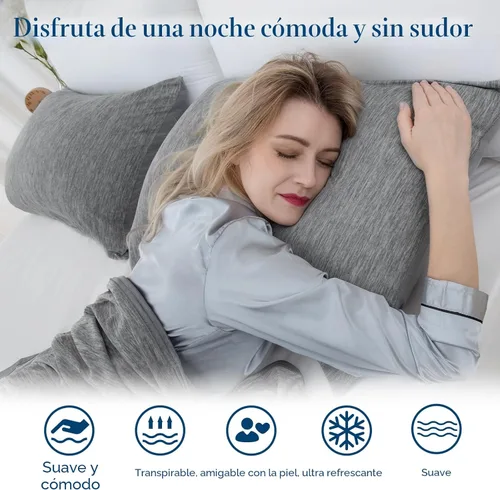 Vista 4 de CHOSHOME Fundas de almohada refrescantes con cremallera Fundas de almohada Q-Max > 0.45 con cremallera para personas que duermen con calor, suaves
