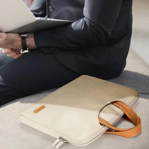 Vista 2 de ARVOK 15 15.6 16 pulgadas resistente al agua premium cuero portátil manga con asa y bolsillo con cremallera/ordenador portátil/Ultrabook Tablet