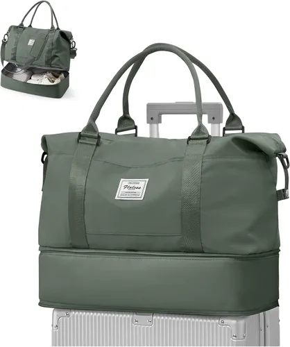 Vista 10 de VECAVE Bolsa de viaje para mujer, bolsa deportiva para gimnasio, E20-Púrpura profundo, Grande, Bolsa de viaje