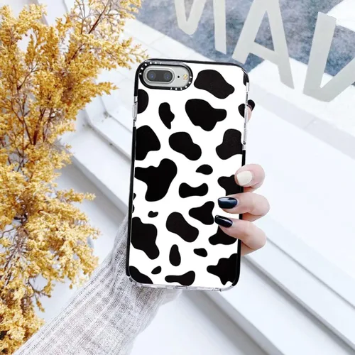 Vista 3 de Abbery Diseñado para iPhone 8 Plus/7 Plus/6 Plus/6S Plus Funda transparente con estampado de vaca, linda funda protectora de silicona TPU