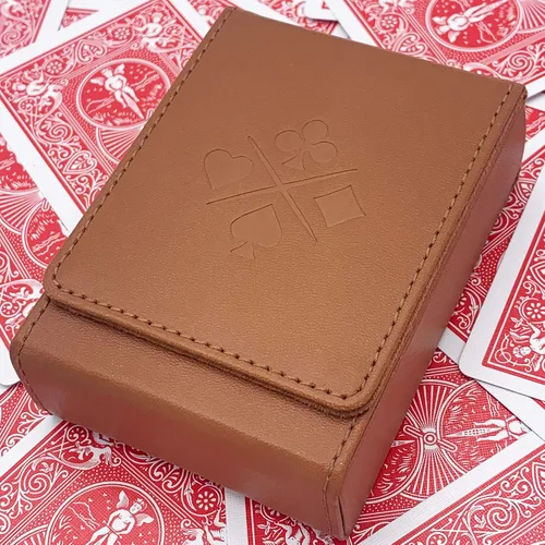 Vista 9 de Luck Lab Estuche de cuero para una sola baraja de cartas de juego/portacartas - Se ajusta a cartas de tamaño póker y puente (marrón)