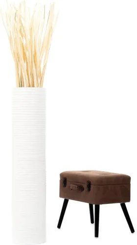 Vista 10 de Leewadee Florero grande de 26 pulgadas de madera de mango para hierba de pampas, flores secas Blanco