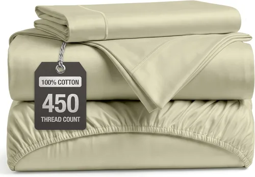 Vista 12 de LANE LINEN Sábanas de cama individual – 450TC algodón peinado de fibra larga de alta calidad, color blanco Soft & Breathable Twin Sheet &