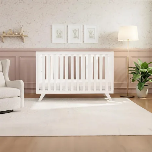Vista 2 de Comfy Cubs - Cuna de bebé de 0 a 3 años, altura de colchón ajustable, cuna de madera natural para bebé, muebles elegantes de guardería, cama de Todo