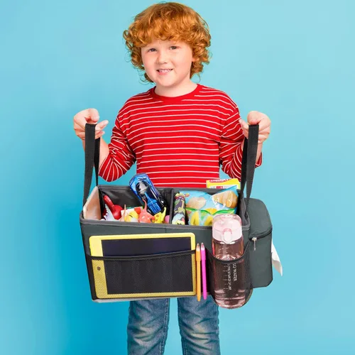 Vista 7 de Organizador de asiento trasero de automóvil, artículos esenciales para viajes por carretera, accesorios de automóvil para mujeres y hombres