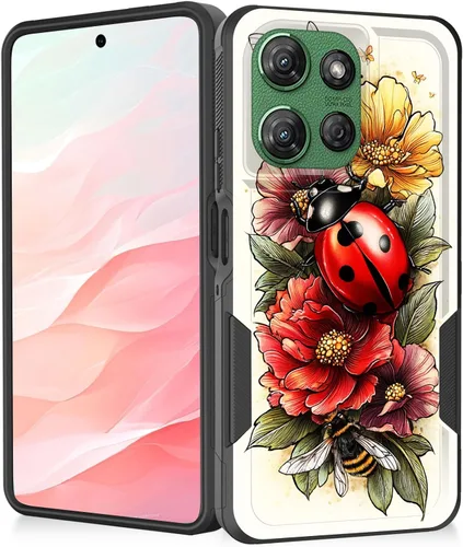 Vista 114 de Funda para Moto G Play 4G 2024, resistente de doble capa híbrida de policarbonato duro, goma suave, a prueba de golpes, funda protectora resistente