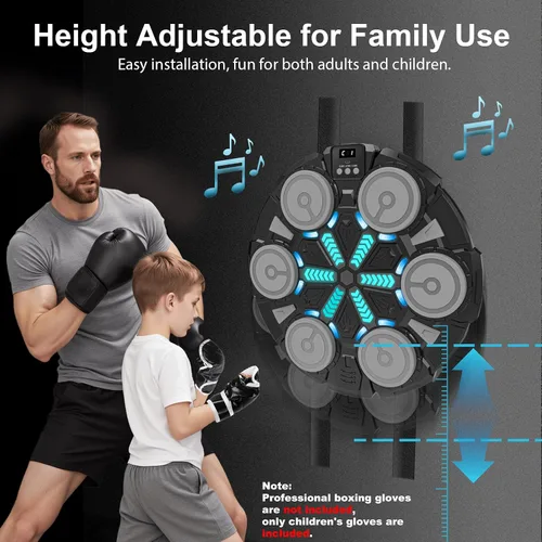 Vista 7 de Music Punching Machine for Kids Adults,Bluetooth Wall Mounted Boxing Trainer with Gloves,Rhythm Lights,2 Player Battle Mode,Reaction Training