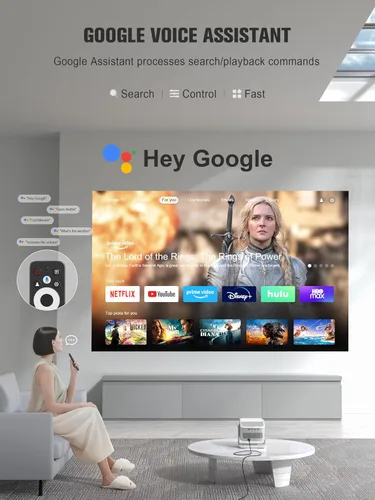 Vista 4 de 【Google TV con Licencia Oficial】Proyector Inteligente 4K con WiFi y Bluetooth, Proyectores para Exteriores VOPLLS con Dolby