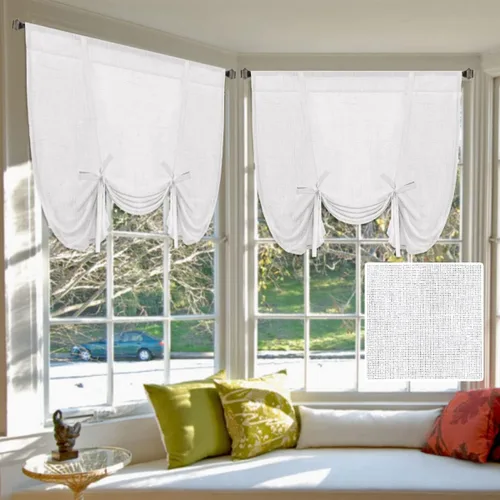 Vista 12 de H.VERSAILTEX Cortinas de lino con lazos de 63 pulgadas de largo, cortina de privacidad texturizada de lino natural, múltiples formas de colgar