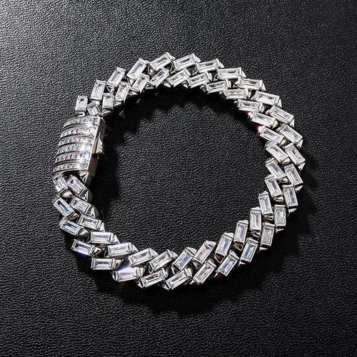 Vista 2 de RONALREL Gargantilla de diamantes de moissanita brillante estilo hip hop, collar de tenis de cadena cubana de moissanita de oro de 14 quilates