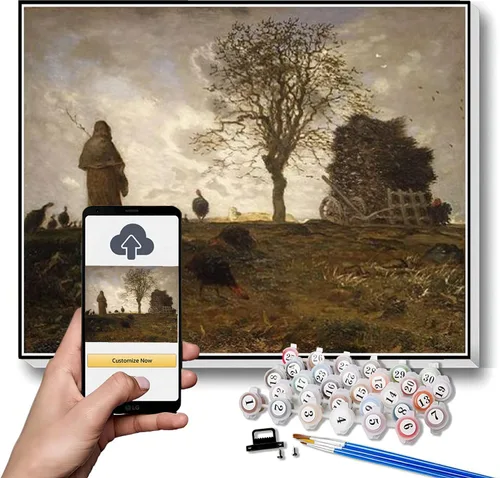Vista 13 de Pintura de números para adultos, pintura de paisaje montañoso por Jean-Francois Millet Paint by Number Kit sobre lienzo para principiantes
