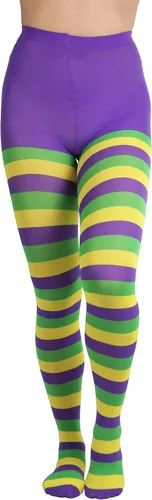 Vista 11 de ToBeInStyle Medias de contraste de rayas horizontales anchas para mujer, medias opacas Negro y rosa muñeca