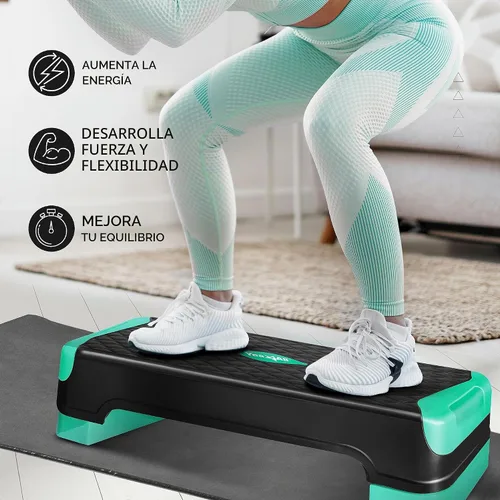 Vista 6 de Yes4All Plataforma de Step Aeróbico Ajustable 2 en 1 Stepper para Ejercicios de Fitness con Patas de Tabla de Equilibrio Basculante