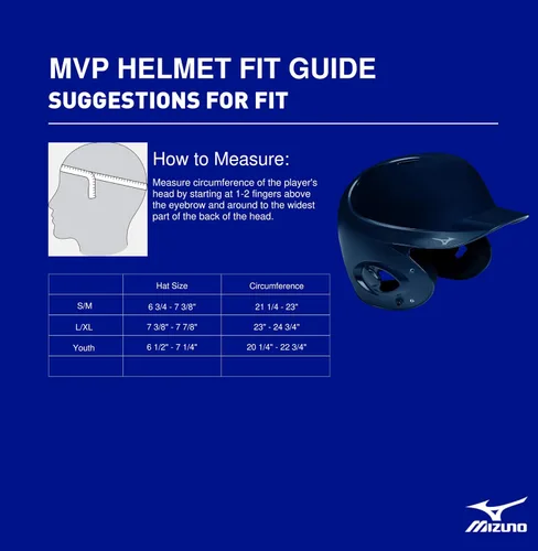 Vista 2 de Mizuno Casco de bateo juvenil sólido de la serie MVP