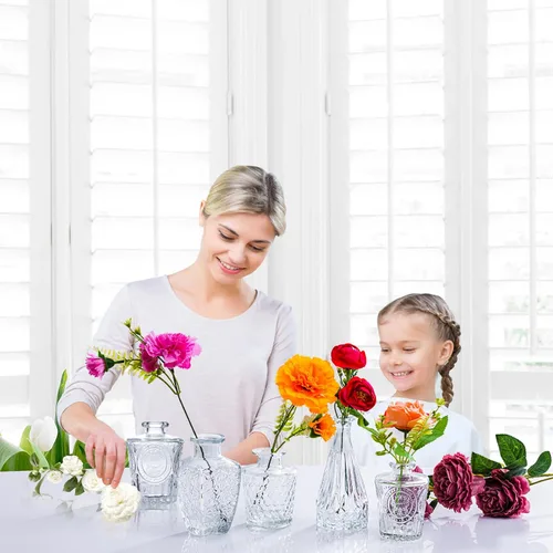 Vista 2 de Juego de jarrones de cristal, 24 jarrones pequeños para arreglos florales, bonito jarrón a granel para decoración de mesa de centro de mesa