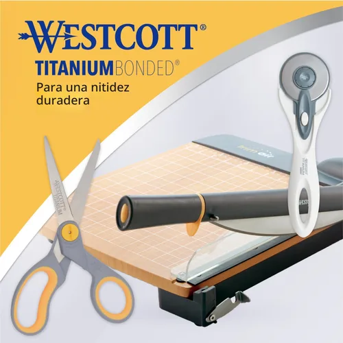Vista 5 de Westcott Tijeras de titanio de 8 pulgadas con función de deslizamiento ajustable para oficina y hogar - Gris/Amarillo