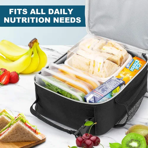 Vista 2 de Bolsa de almuerzo, caja de almuerzo aislada duradera, bolsa tipo tote reutilizable para adultos, bolsa de almuerzo para hombres, mujeres, adultos