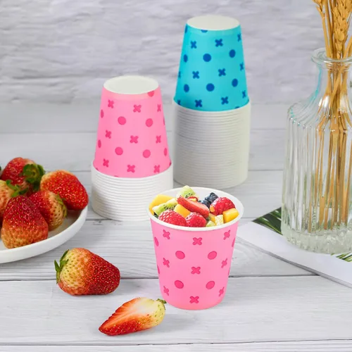 Vista 4 de LITOPAK Vasos de papel de 5 onzas, vasos de enjuague bucal pequeños rosa