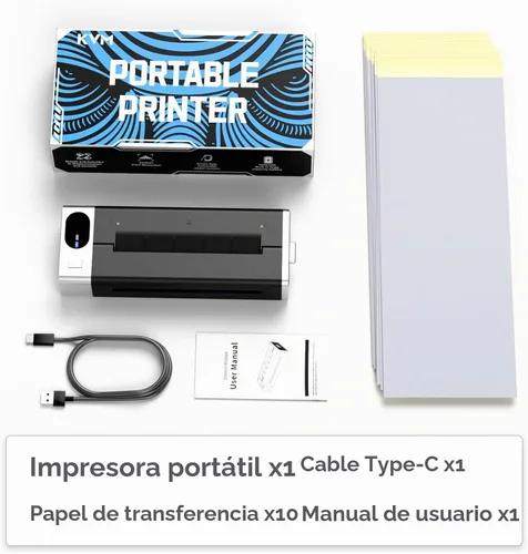 Vista 5 de KVM Mini impresora térmica inalámbrica de plantillas de tatuaje Bluetooth