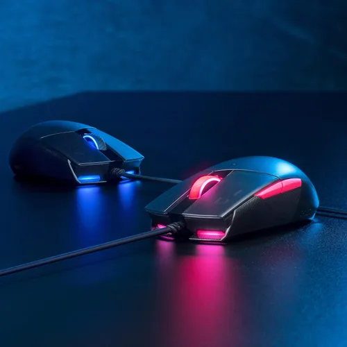 Vista 6 de ASUS Ratón óptico para juegos - ROG Strix Impact II Electro Punk Edition Sensor de 6,200 DPI Mouse para juegos con cable para PC Máxima comodidad