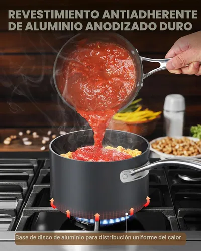 Vista 6 de Cooks Standard NC-00340 – Sartén con tapa de grado Premium, anodizado, sólido, antiadherente, Negro