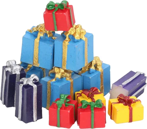 Vista 3 de LBEC Mini adornos navideños cajas de casa de muñecas con mano de obra fina para casa de muñecas 1:12