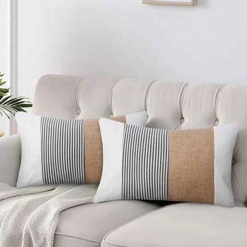 Vista 9 de JASEN Fundas de almohada negras de 12 x 20 pulgadas, fundas de almohada decorativas estilo bohemio lumbar para sofá o cama