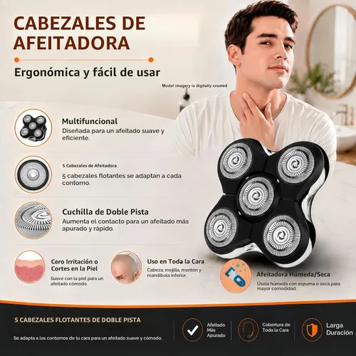 Vista 5 de Paquete de 2 cabezales de repuesto para afeitadora compatibles con Negro paquete de 2
