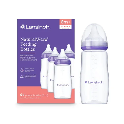 Vista 10 de Lansinoh NaturalWave - Juego de regalo para recién nacido, 4 biberones anticólicas de 5 onzas con tetinas XS Flow para recién nacidos + 4 biberones