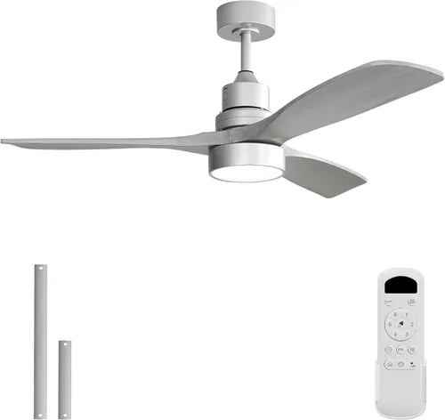 Vista 10 de Sofucor - Ventilador de techo de 52 pulgadas sin luces, moderno, de madera maciza, con control remoto, 5000 CFM de alto flujo de aire, motor CC
