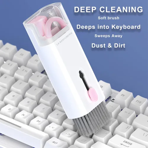 Vista 2 de Kit limpiador de electrónica. Cepillo para teclado, herramienta de limpieza de Airpod, limpiador de pantalla de teléfono. para computadoras