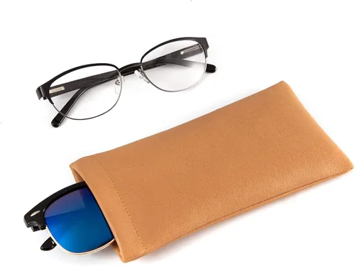 Vista 3 de TRIUMPH VISION Bolsa de cuero para lentes de sol, paquete de 3 soportes para gafas de almacenamiento de resorte