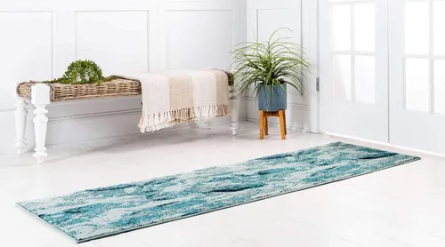Vista 2 de Alfombra moderna Positano de estilo costero de Loom, Polipropileno, Azul claro