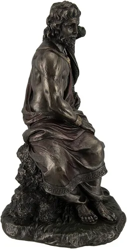 Vista 2 de Veronese Design Asclepius griego Dios de la medicina sosteniendo serpiente entrelazada estatua bronceada