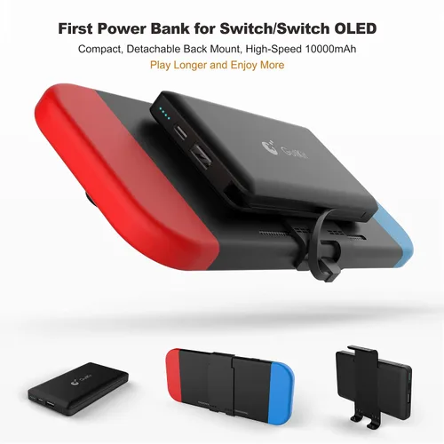 Vista 2 de GuliKit para Nintendo Switch Attached Power Bank, Battery Master, 10000mAh 5V3A Flash recargable Tech, estuche de carga de batería de reserva