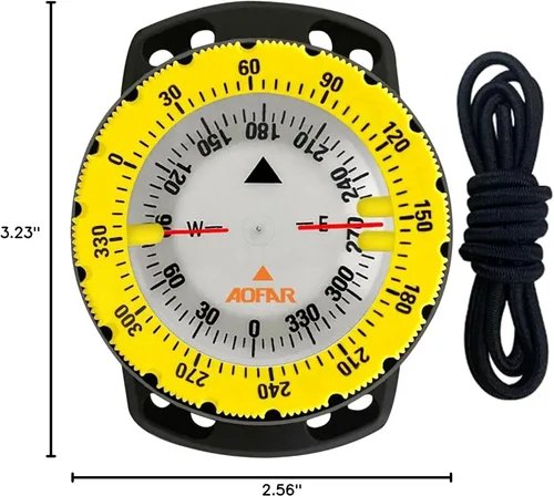 Vista 5 de AOFAR Brújula de buceo AF-Q60B impermeable, duradera, compacta. Brújula estilo de cordón para vela, buceo, estilo cordón