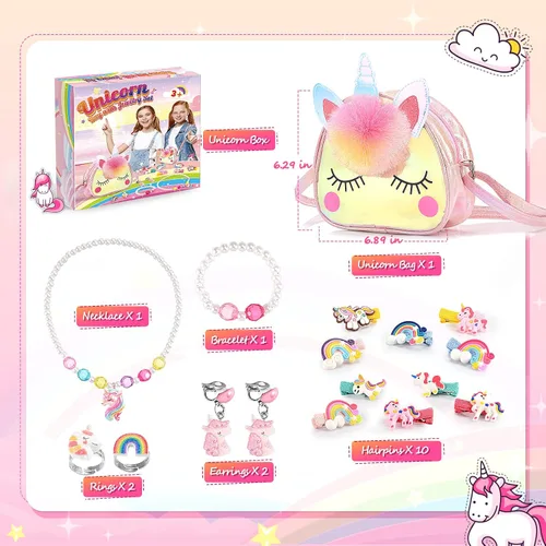 Vista 4 de SYOKZEY Regalos de unicornio para niñas, juguetes de unicornio regalos para niñas de 3, 4, 5, 6, 7, 8 años, juegos de joyas para niñas, regalos