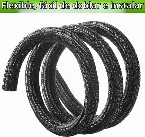 Vista 3 de Funda para Cables de 1/2" x 3.05m Negra/Blanca - Protege los Cables de las Mascotas y Organiza los Alambres - Estilo Moderno - Material de Poliéster