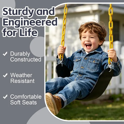 Vista 2 de Heavy Duty Swing Seat Chain Plastic Coated Swing Set Accesorios (negro)