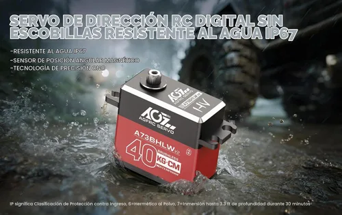 Vista 6 de AGFRC A73BHLW V2 88.2 lbs IP67 Impermeable Sin Escobillas 1/10 RC Servo Full Metal Gears, HV, Programmable Digital Servo, with 25T Metal Horn