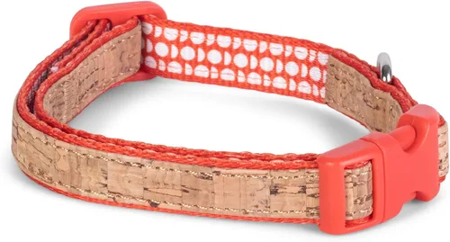 Vista 8 de The Dodo Collar de corcho para perro, rayas, talla pequeña; collar de material de corcho para perros, ropa diaria de mascotas; ajustable a presión