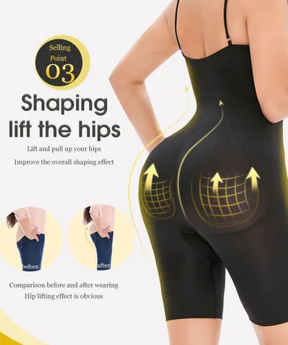 Vista 4 de Body moldeador de cuerpo completo con control de abdomen, sin costuras, para mujer, fajas completas