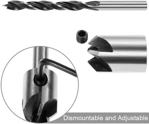 Vista 2 de Broca 8 unids flauta avellanado brocas broca HSS brocas escariador conjunto para carpintería chaflán 0.118-0.394 in