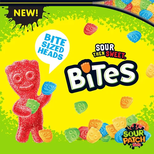 Vista 6 de SOUR PATCH KIDS Bites Soft & Chewy Candy, caramelos a granel, 12 bolsas de 12 oz
