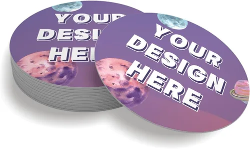 Vista 3 de Juego de 100 posavasos personalizados de cartón absorbente de 4 x 4 pulgadas de grosor, impresión personalizada a todo color, ideal para promoción