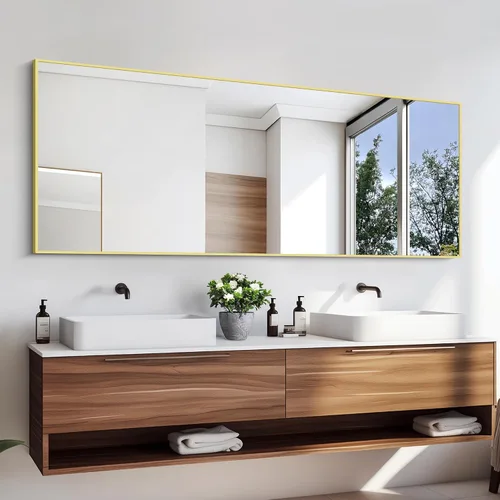 Vista 22 de KOCUUY Espejo de baño negro, espejo rectangular de 24 x 18 pulgadas para sobre el fregadero, espejo de pared decorativo moderno para dormitorio