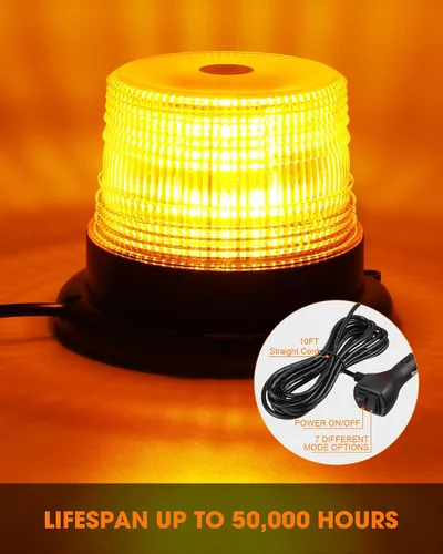 Vista 2 de Leelosp Paquete de 3 60 luces LED estroboscópicas de 12 V-24 V, luz estroboscópica intermitente de seguridad ámbar con cable magnético y recto de 16