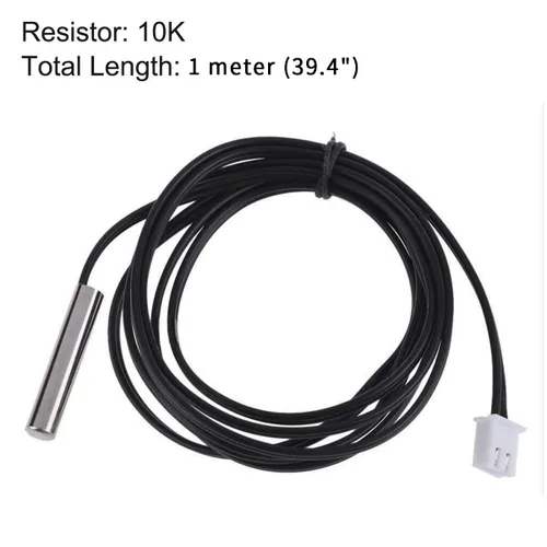 Vista 2 de Sonda de sensor de temperatura de termistor NTC de 10K 3950 ohmios, sonda de sensor térmico digital de acero inoxidable, longitud de 3.3 ft