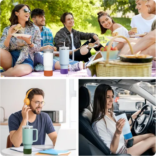 Vista 6 de Vmini Funda para vaso/botella, compatible con Stanley, Hydro Flask y más botellas de agua, funda de silicona inferior antideslizante con textura